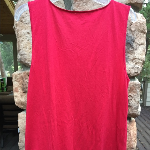 Ann Taylor LOFT Red Sleeveless Tank Top SMALL Ruffled Sheer Embellished Blouse - Picture 4 of 7